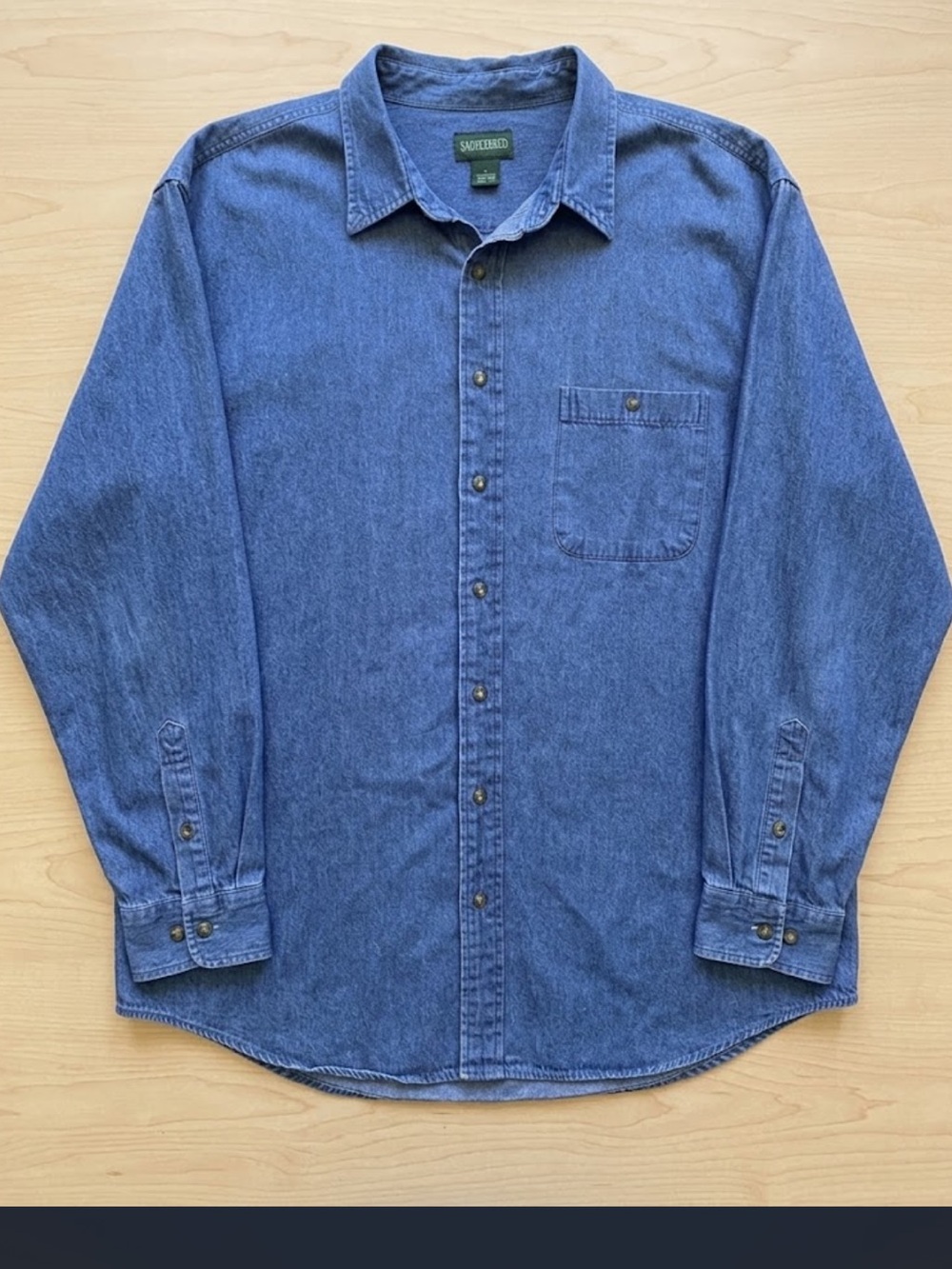 Vintage Saddlebred XXL Men's Blue Denim Button-Up Work Shirt